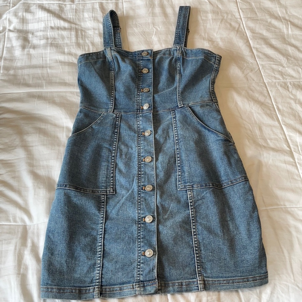 Denim overall dress